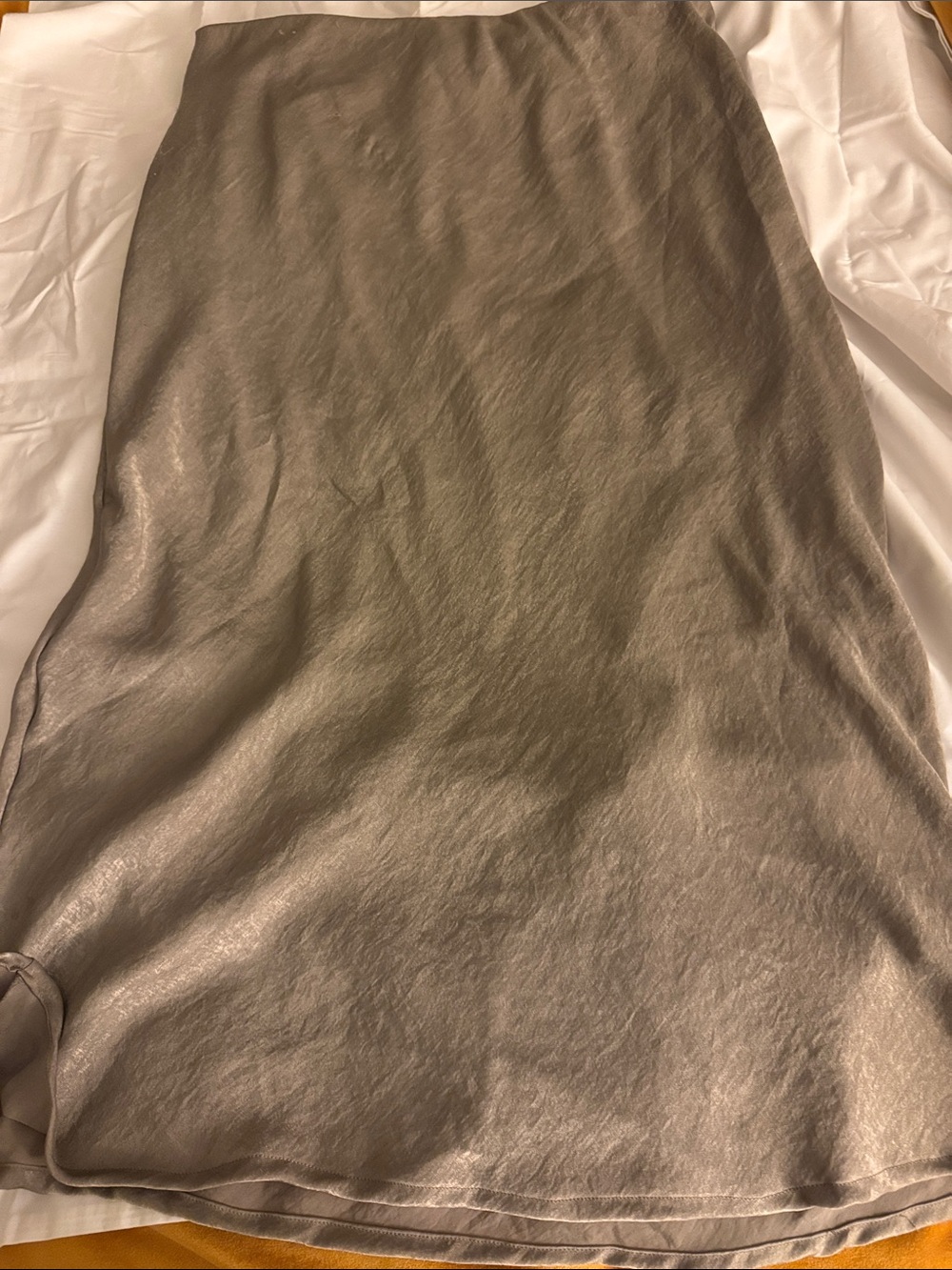 Satin Midi Skirt in Taupe